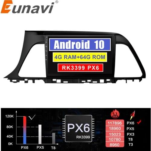 Eunavi 2Din Car Radio Android 10 GPS Stereo For Hyundai Sonata 2015 2016 2017 multimedia navigation tda7851 head unit RDS