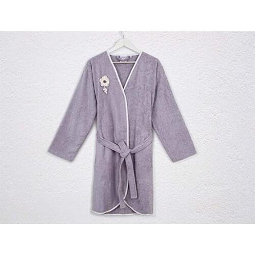 IRYA LONA HAND HEATED EMBROIDERED BATHROBE LILA L-XL
