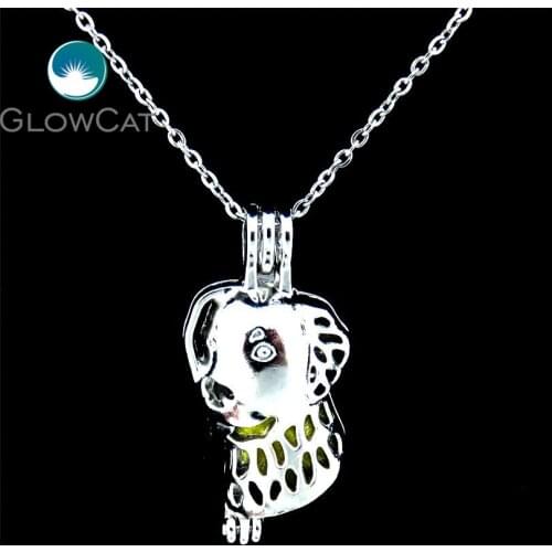 K400 Kids Cute Pet Dog Beads Cage Locket Necklace Aromatherapy Essential Oil Diffuser Pearl Locket Pendant Necklace