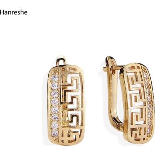 Hanreshe Copper Beautiful Stud Earrings Natural Zircon Hiphop Jewelry Party High Quality Rectangle Crystal Earrings Women Gift