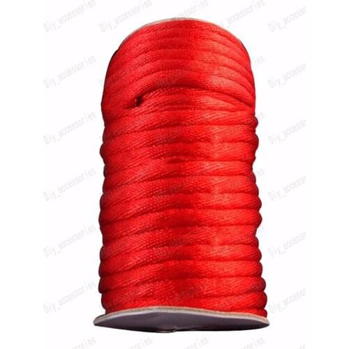 7mm Red Rattail Stain Nylon Cord+Jewelry Findings Accessories Thread DIY Craft Chinese Knot String Macrame Rope Cords 30m/Roll