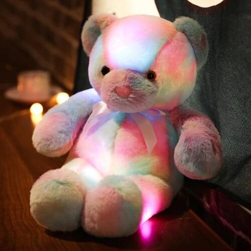 1pc 30/50cm Colorful Glowing Teddy Bear Plush Toy Kawaii Luminous LED Light Plush Bear Dolls Stuffed Cute Gift for Kids Girls