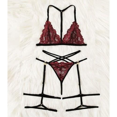 Fashion Hot Sale White Lingerie Babydoll Erotic Womens Sexy Lace Underwear Vest Top G-string Bra Panty Set Underwear Nightwear