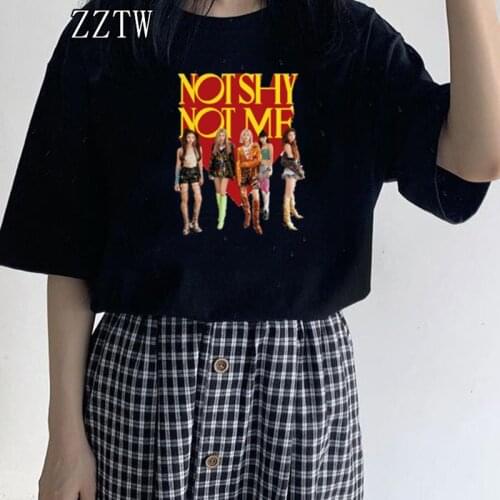 Fashion Korean Female Idol Group ITZY T Shirt Women Harajuku T-shirt Streetwear Tshirt Tee Kpop Clothes Graphic Tees Women