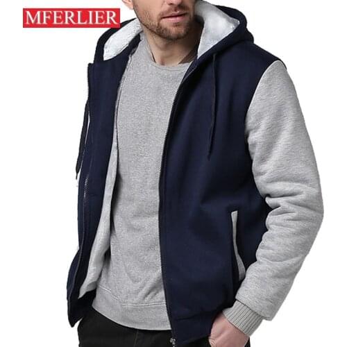 MFERLIER Plus size Autumn Winter Fleece hoodie men 5XL 6XL 7XL 8XL Bust 154cm Casual large size hoodies 4 colors