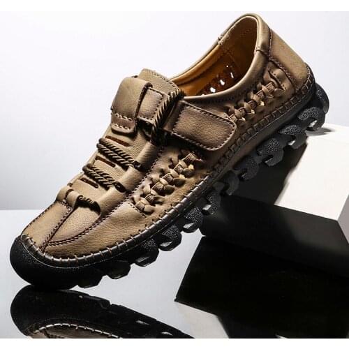 Mens summer hollow out shoes classic leather outdoor hiking shoes comfortable leather Shoes38 cool - 48 men leisure shoes