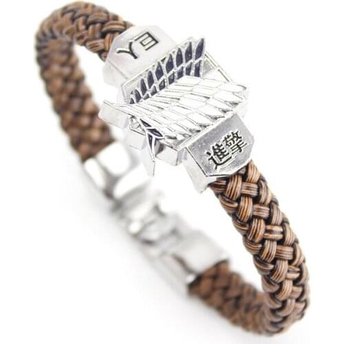 Wholesale Anime Attack on Titan Bracelets Eren Jager Mikasa Ackerman Wings of Freedom Levi Bracelet for Men Women Cosplay