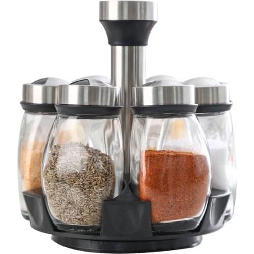 Kitchen Seasoning Jars Kitchen Tools Rotating Base Seasoning Bottle 7-piece Set Kitchen Supplies Seasoning Jar Combination Set
