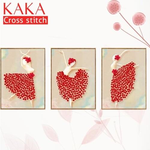 KAKA Cross stitch kits Embroidery needlework sets with printed pattern,11CT canvas,Home Decor for garden House,5D Ballet Dancer