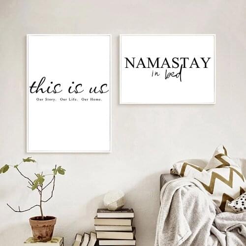 Namastay In Bed Prints Poster Quotes Wall Art Canvas Painting Minimalist Art Print Nordic Wall Pictures Yoga Bedroom Decoration