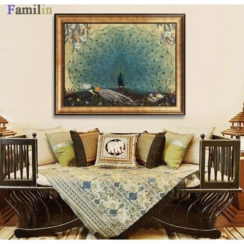 Canvas print Wall Painting Prints Home Decor Modern Animal Wall Art Painting Peacock Unframed Modern Vintage Blue Peacock