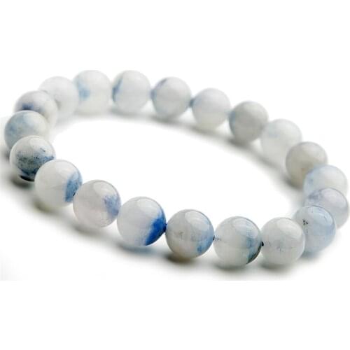 10mm Natural Blue Rutilated Quartz Bracelet Woman Men Powerful Stretch Crystal Round Bead Natural Dumortierite Bracelet