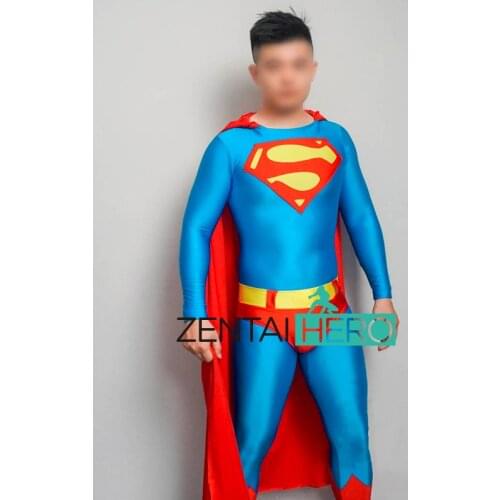 New Arrival Male Clark Cosplay Costume Jumpsuit With Cape For Halloween Bodysuit