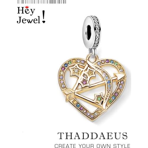 Charm pendant Cupid’s Arrow Gold 2020 New Europe Jewelry Gift In 925 Sterling Silver Fit Bracelet Playfully Easy to Fall in Love