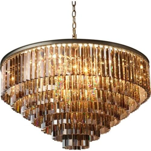 Retro American R Crystal Pendant Light Black Iron For Dining Room Restaurant Bedroom Study Room Living Room Led E14 Bulbs