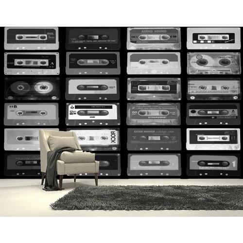 Custom papel de parede 3d,Retro black and white tape mural for living room bedroom sofa background decorative waterproof paper