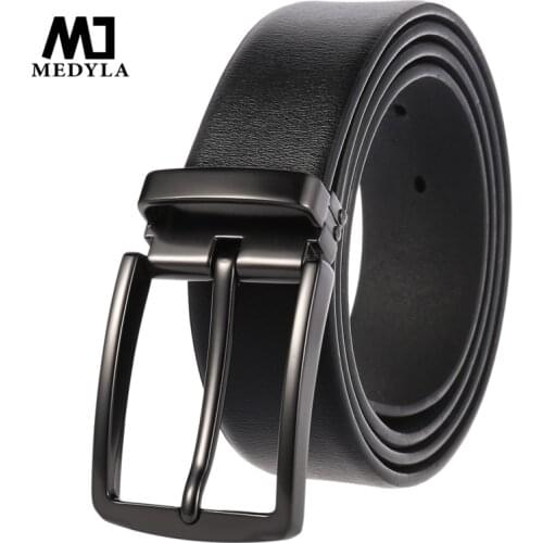 MEDYLA Genuine Leather For Mens Alloy Pin Buckle Jeans Cowskin Casual Belts Business Cowboy Waistband Male Designer 2021New