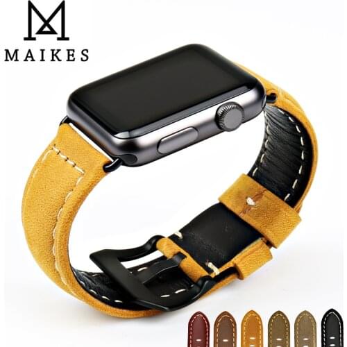 MAIKES Genuine Leather Watchband For Apple Watch Strap 42mm 38mm iWatch & Apple Watch Band 44mm 40mmSeries 1 / 2 / 3 / 4