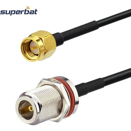 Superbat SMA Male to N Jack Nut Bulkhead O-ring Connector Pigtail Coaxial Cable RG58 50cm for Wireless Antenna