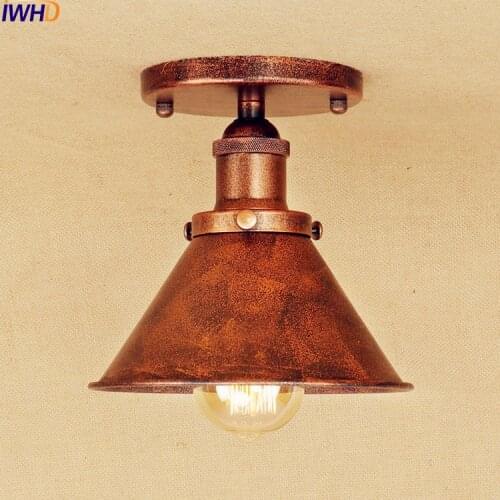 IWHD Ameican Rust Edison LED Ceiling Lights Fixtures Living Room Lamp Flush Mount Industrial Ceiling Light Luminaire Lighting