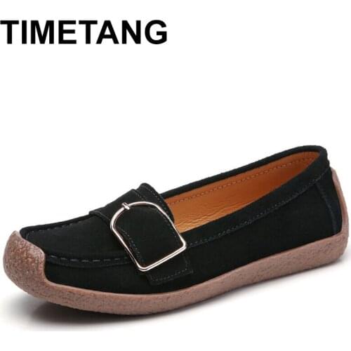 TIMETANGspring autumn casual shoes women moccasins genuine leather shoes women moccasins suede shoesE046