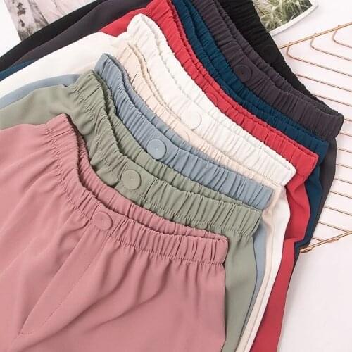 Thin draped high waist ice silk wide-leg pants womens black summer 2021 new Korean fashion straight casual nine-point pants