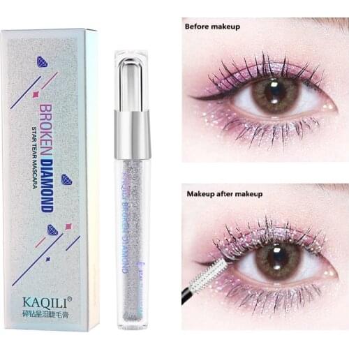 Glitter Mascara Diamond Eye Makeup Shimmer Charming Curling Thick Lengthening Eye Lash Waterproof Lasting Mascara Makeup TSLM2