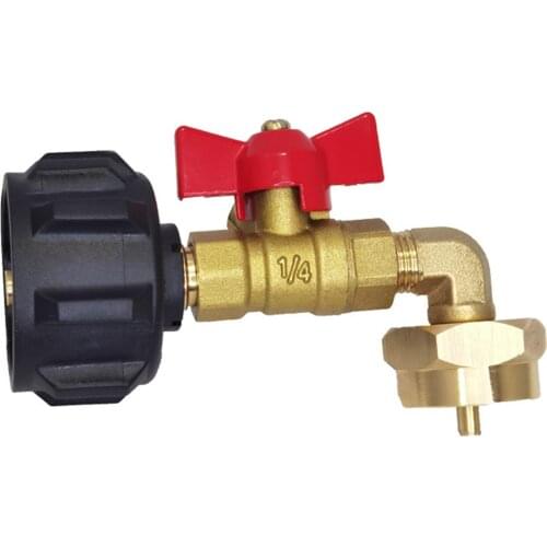 90 Degree QCC1 Type Propane Refill Elbow Adapter with ON-Off Control Valve