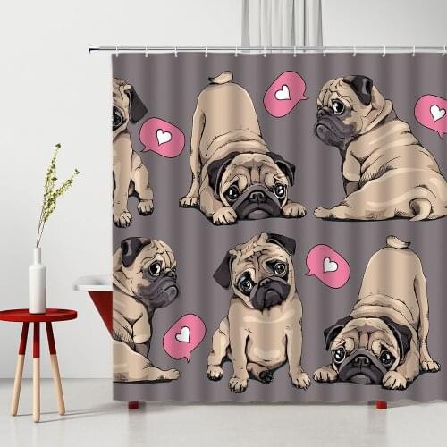 Shower Curtains Pet Lovely English Bulldog Waterproof Polyester Fabric Bathroom Decor Mildew Proof With Hooks