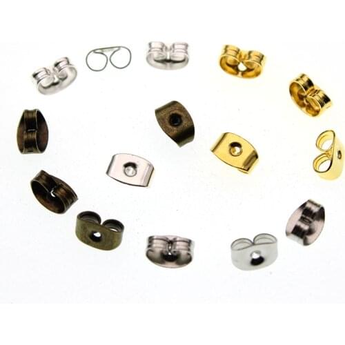 100pcs 6x4.5mm Butterfly Earrings Back Metal Stopper Studs Ear Plugging For Diy Earring Jewelry Findings Accessories