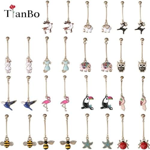 TianBo Animal Earrings Enamel Brincos Vintage Ethnic Long Stud Earrings For Women Fashion Jewelry 2017