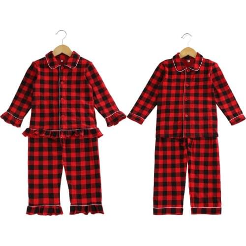 2021 Winter Children Christmas Pajamas Set Boys Sleepwear Long Pants Pajamas Outfit Girls Pyjamas