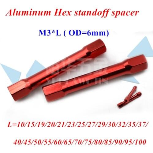 10pcs M3 Anodized Red Aluminum Hex Step Pillar Standoff Spacer M3*10/15/20/21/25/27/28/30/35/37/40/45/50/60/70/80/90/100mm