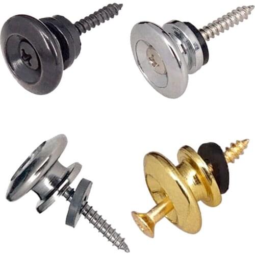 2Pcs/Pair Guitar Strap Locks Parts Chrome Belt Lock Buttons Buckle Guitar Accessories Replacement Gold Silver Black Color