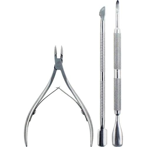 3pcs Art Manicure Nail Pusher Clipper Tool Cutter Scissor Dead Skin Professional For Fingernail Remover Cuticle Nipper Set
