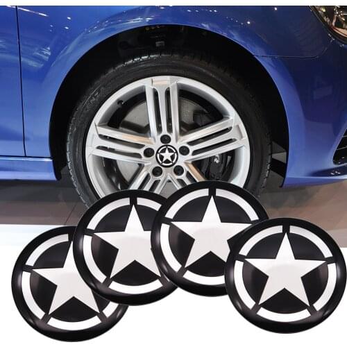 4pcs Pentagram sign Car Wheel Center Hub Caps Cover Rim Sticker Emblem Badge Styling For BMW Audi Nissan Ford VW KIA mini Opel