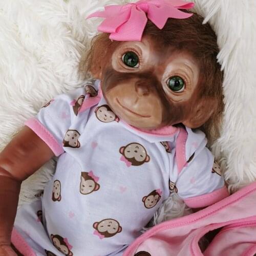 55CM handmade detailed paint reborn baby Monkey newborn Apes bebe doll collectible art high quality doll