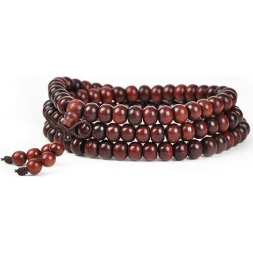 6x8mm Tibetan Buddhism 108 Blood sandalwood Apple Prayer Beads Mala Necklace