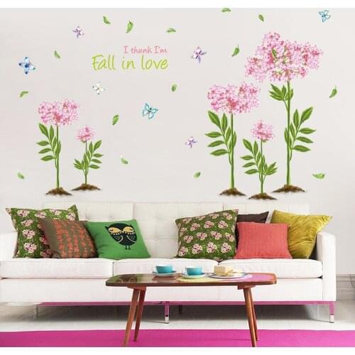 Watercolour flower plants wall sticker Vinyl DIY art wall decals For Living room sofa background wall home decor sticker