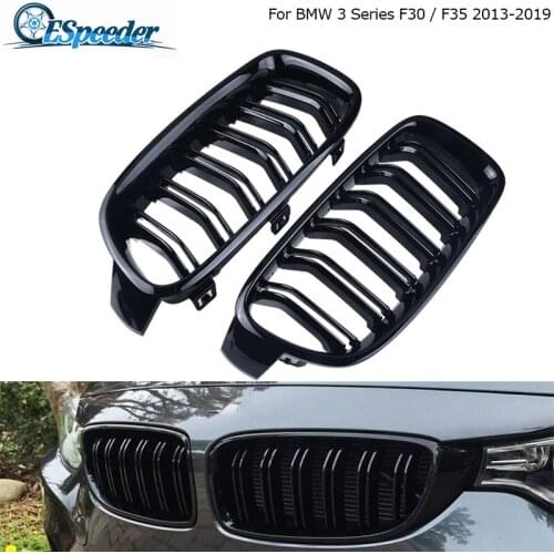 ESPEEDER Car Front Grille Double Slat Kidney Grille Glossy Black Front Bumper Grill For BMW 3-Series F30 F35 Racing Grills
