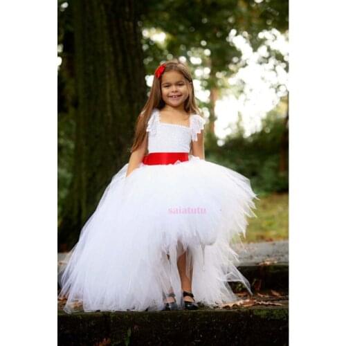 White Swallow tail Spring Summer Autumn Winter Kids Clothes Children Princess Wedding Clothing Vestido tutu Costume Girls dress