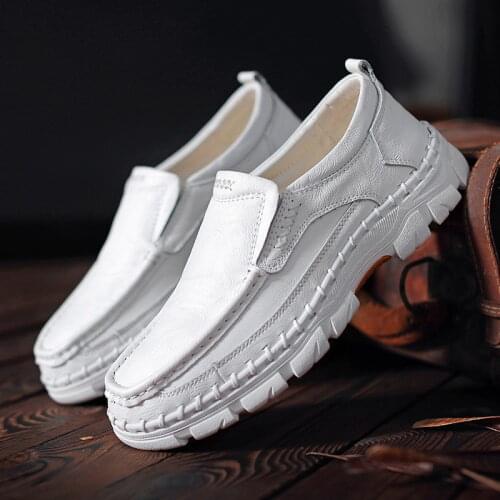 ERRFC Spring Fall New Mens White Boat Shoes Fashion British Concise Man Slip On Flats Platform Casual Zapatos Plus Size 38-48