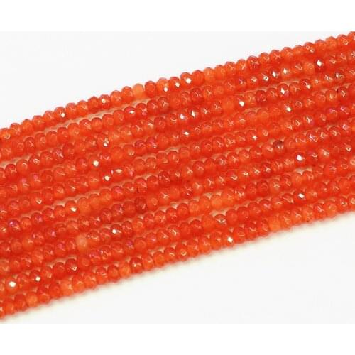 2*4mm faceted rondelle abacus orange red jades natural stone chalcedony high grade loose beads for jewelry making 15inch B577