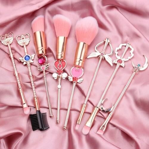 Japan Anime 8pcs Make Up Brushes Set Soft Pink Hair Foundation Blush Powder Face Brush Beauty Makeup Tool Kits Pennelli Trucco