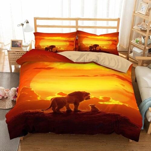Animals Simba Lion King Printed 3D Bedding Set Animal Duvet Cover Set With Pillowcase Queen King Size Luxury Bedspread For Home