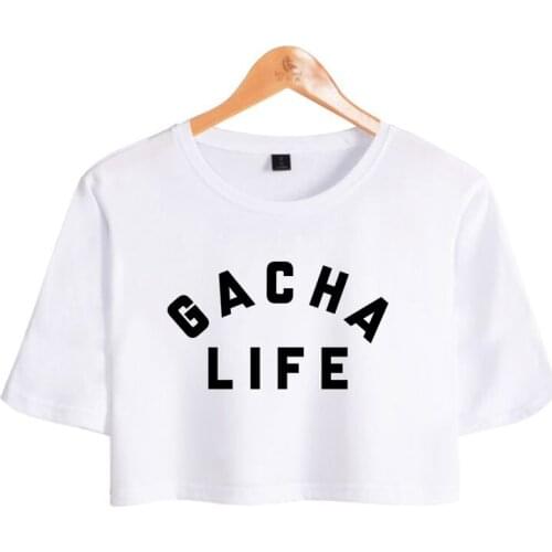 2021 Game Gacha Life Crop Top Exposed Navel T-Shirt Women Girls Pullovers O-Neck Sportswear Plus Size Harajuku Regular Tops