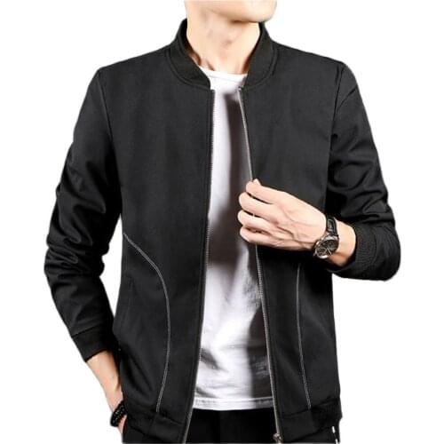 2021 new jacket jacket autumn Korean simple fashion casual handsome full jacket high quality standing collar mens jacket