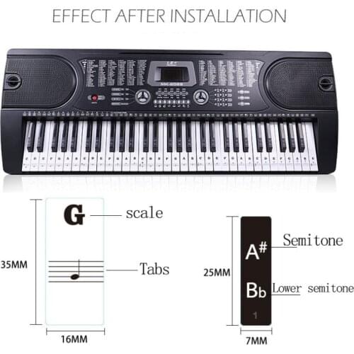 Piano Sticker Transparent Piano Keyboard PVC Sticker 54/6188 Key Piano Stave Electronic Keyboard Note Sticker