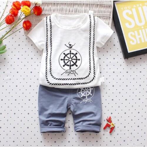 New 2018 baby boy clothes,summer,children boy girl sport clothing set,boy sailor suit,kids T-shirt+pants 2pcs set for 12M-4T