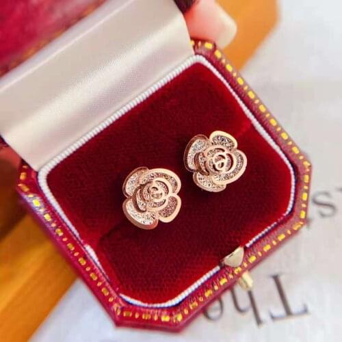 New fashion real gold 18k (au750) camellia-style earring jewelry for lady&party&gift&life wear